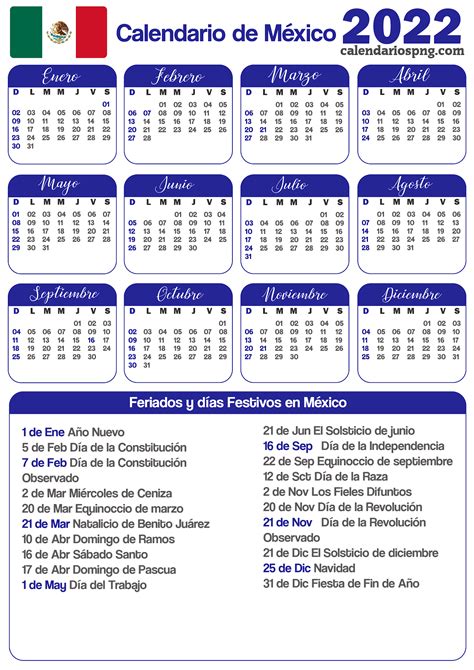 Calendario 2022 Mexico Descargar Excel Zona De Información