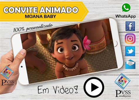 Vídeo Convite Virtual Animado Da Moana Baby Elo7