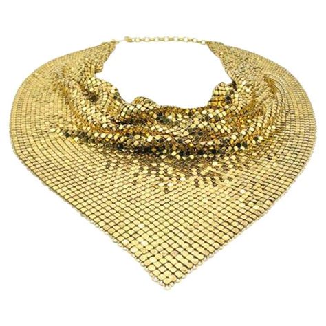 Vintage Whiting And Davis Disco Diva Chainmail Scarf Necklace 1970s At