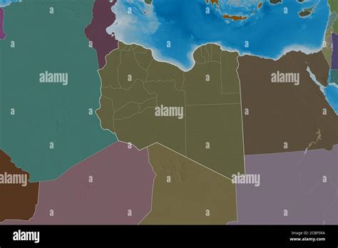 Extended Area Of Libya With Country Outline International And Regional