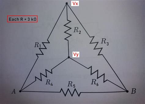 Find total resistance in circuit. Calculating total resistance between two points (triangle ...