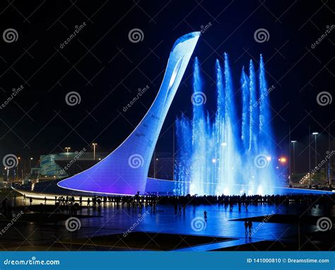Beautiful Musical Colored Fountain In The City Of Sochi Editorial