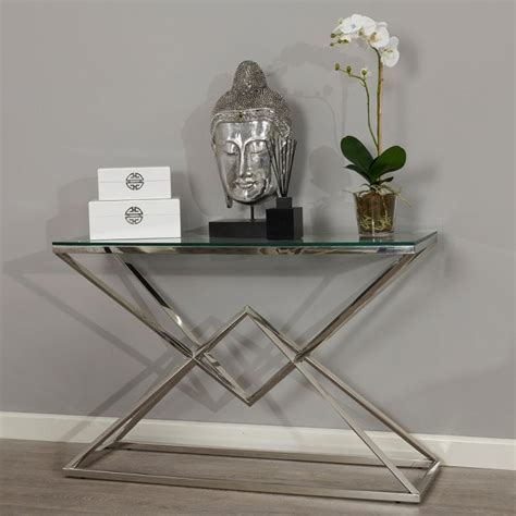 Zerus Stainless Steel Console Table Fab Home Interiors
