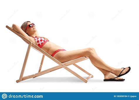 Woman Bikini Sunbathing Lounge Chair Photos Free Royalty Free