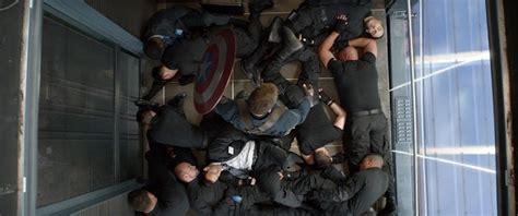 Captain America The Winter Soldiers Elevator Fight Left Chris Evans