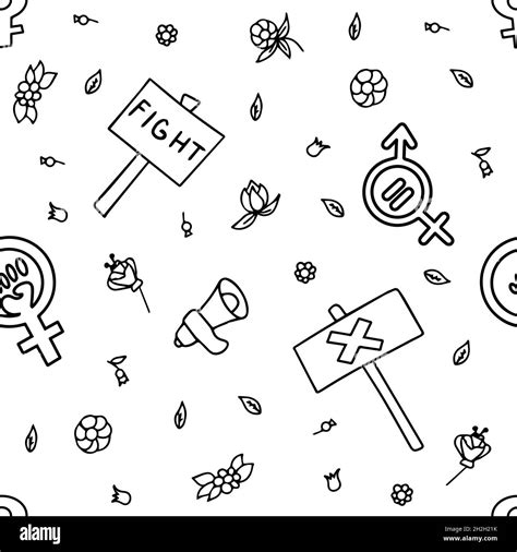 Seamless Pattern Doodle Signs Of Feminism Women S Rights Grunge Hand