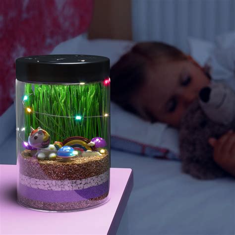 Unicorn Night Light Terrarium Kit For Kids With Usa Seeds Soil