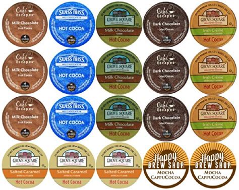 20 Count Top Brand Hot Cocoa K Cup Variety Sampler Pack Single Serve