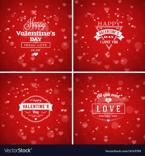 Set Of Valentines Day Greeting Cards Or Poster Vector Image