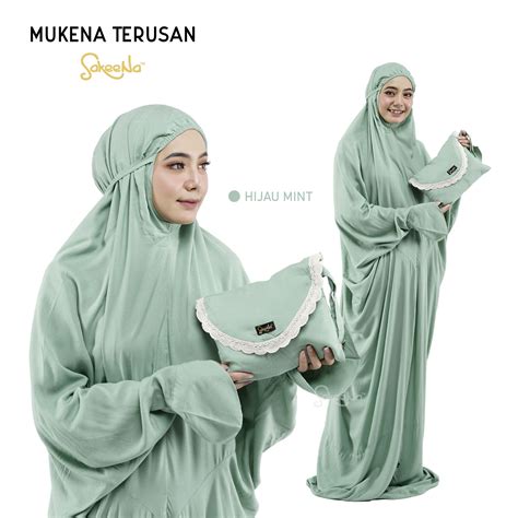 Mukena Terusan Sakeena Premium Original Hijau Mint