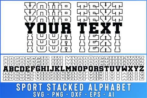 Sport Stacked Alphabet Cut File Stacked Font Svg