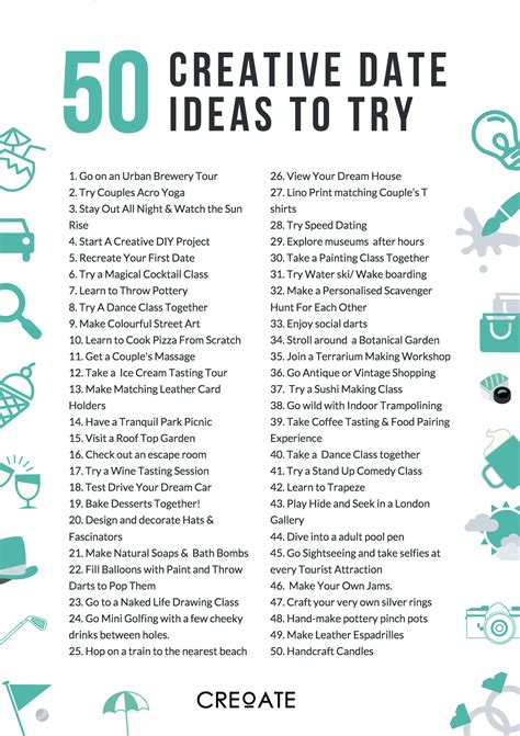 50 Creative Date Ideas To Try Unique Date Ideas Creative Dates Unique Date Ideas Cheap