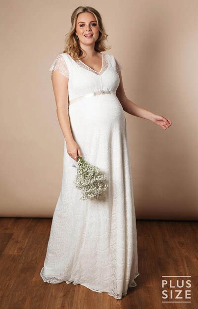 Kristin Plus Size Maternity Wedding Gown Long Ivory White Maternity
