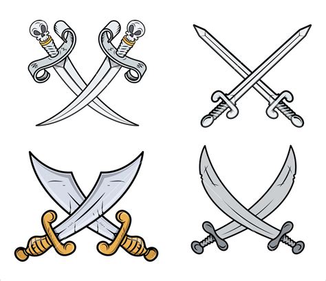 Crossed Swords Set Cartoon Vector Illustration Royalty Free Stock