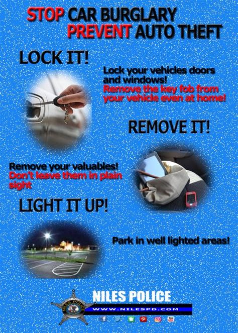 Stop Car Burglary Prevent Auto Theft Safety Tips Safety Message