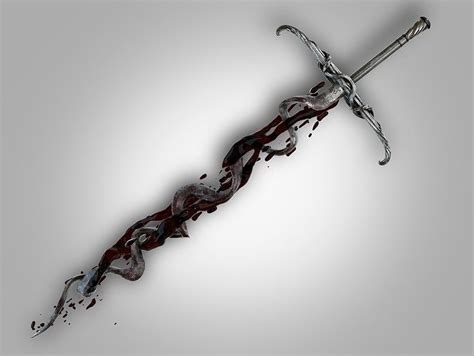 3d Model Distorted Bloody Sword Vr Ar Low Poly Cgtrader