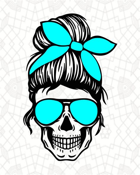 Layered Mom Skull Svg Messy Bun Skull Svg Momlife Svg Etsy