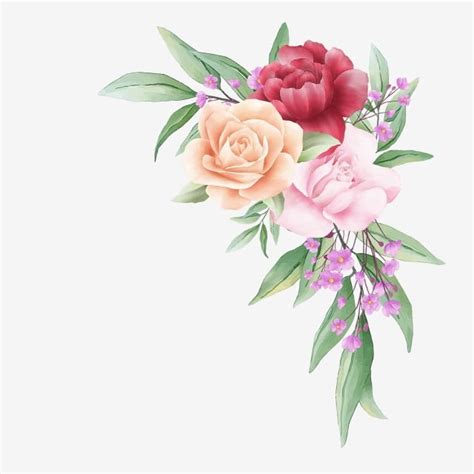 flowers bouquet border  wedding  greeting cards elements watercolor flower botanical png