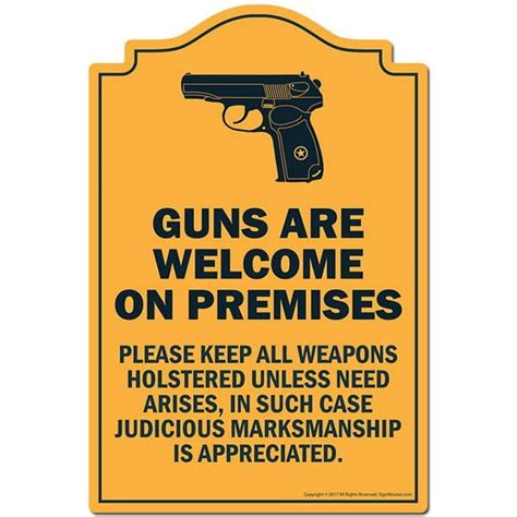 Signmission P 1014 Guns Are Welcome On 10 X 14 In Guns Are Welcome On