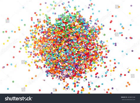 Confetti Scattered Different Colors On White Stock Photo 483865348