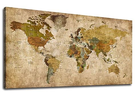 Canvas Wall Art Vintage World Map Painting Picture Antique