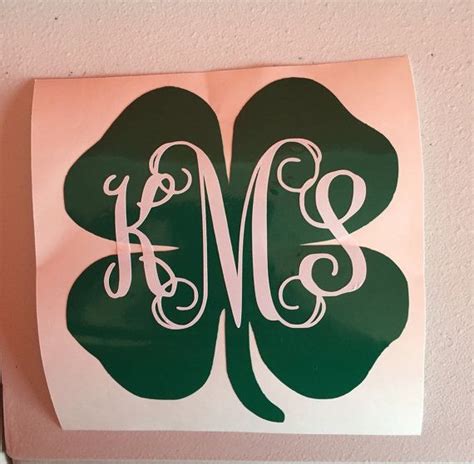 4 Leaf Clover With Monogram 4 H Decal Personalized Decals Cricut
