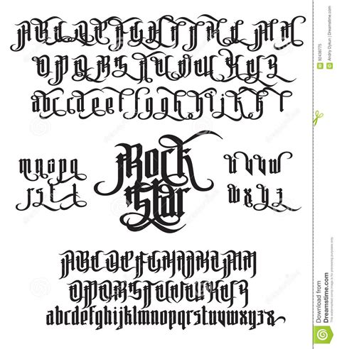 Rock Star Gothic Font Stock Vector Illustration Of Decorative 92438775