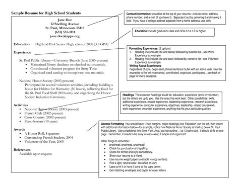 Basic Resume Format For High School Student Templates At