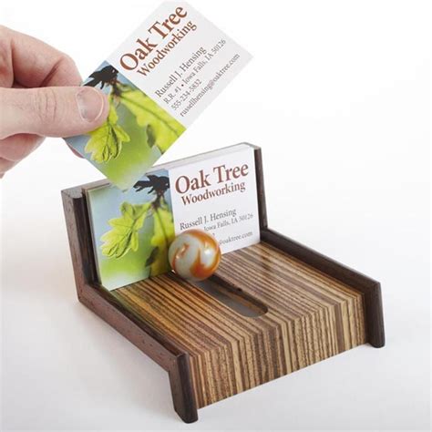 Customize the lid with 1/8'' thick wooden veneer in the species of your choice. Cool-as-Marble Business Card Holder Woodworking Plan from ...