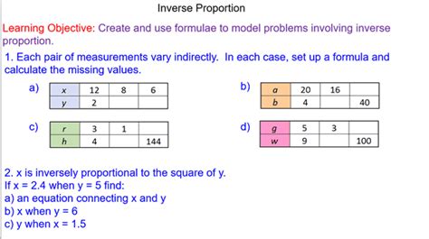 Modelling Inverse Proportion - Mr-Mathematics.com