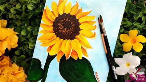 Easy Sunflower Painting For Beginners Simple Acrylic Painting Flower Acrylic Painting Tutorial