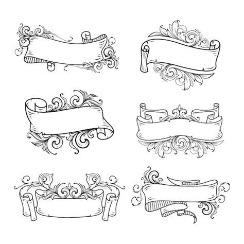 Premium Vector Hand Drawn Banner Set With Floral Baroque