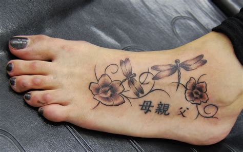Dragonfly And Flower Tattoo Tattooed By Johnny At The