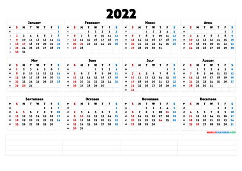 2022 12 Month Calendar Print A Calendars