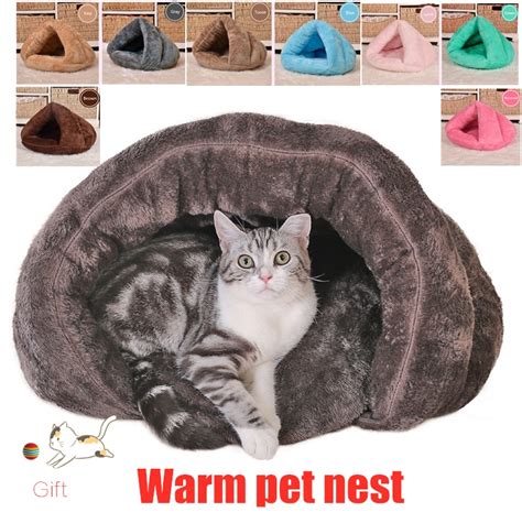 2 Size Puppy Pet Cat Dog Soft Warm Nest Kennel Bed Cave House Sleeping
