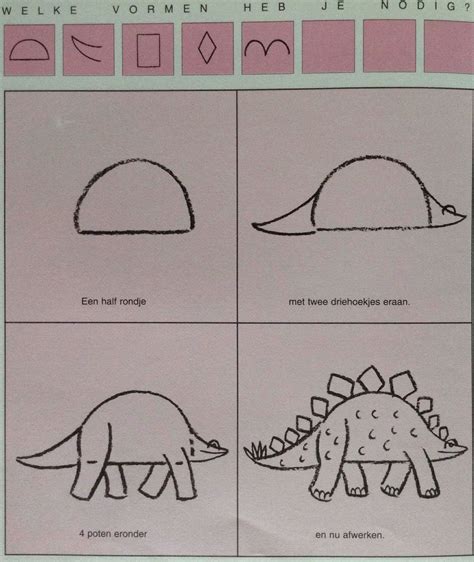 Een dinosaurus tekenen is niet zo moeilijk als je denkt. Dino 2 leren tekenen | Thema, Dinosaurussen, Tekenen voor ...