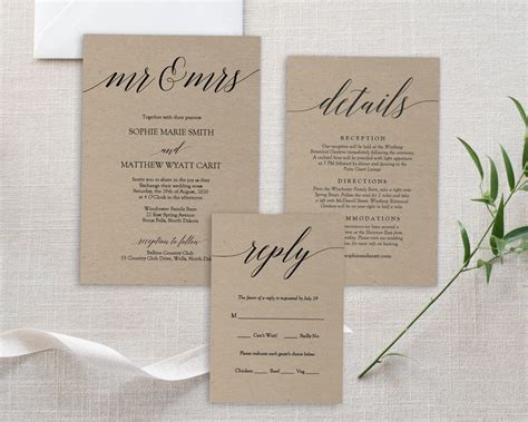 Modern Invitation Kit Printable Instant Digital Download Wedding Invi