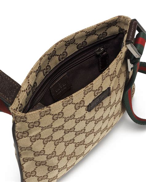 Gucci Original Gg Canvas Messenger Bag With Signature Web Strap Brown