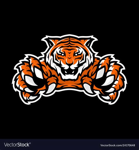 Orange Tiger Sport Gaming Logo Template Royalty Free Vector