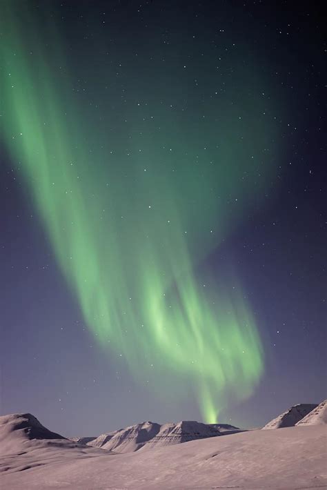 Aurora Borealis Cold Landscape Northern Lights Outdoors Sky Snow