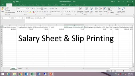 How To Create Payrollsalary Sheet In Excel And Payslip Printing From