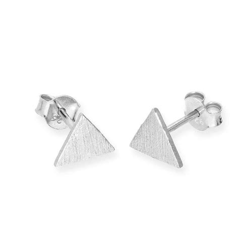 Sterling Silver Flat Brushed Triangle Stud Earrings Jewellerybox Co Uk