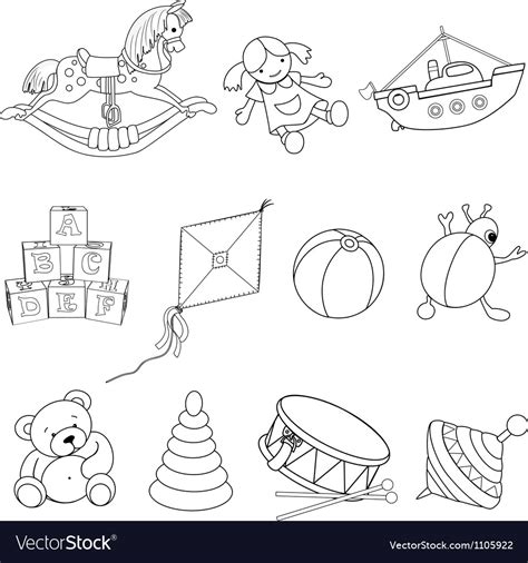 Set Toys For Coloring Royalty Free Vector Image