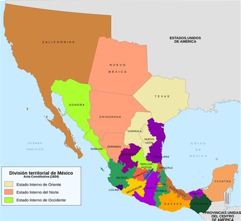 Division Territorial De Mexico 1824 En 2020 Politica De Mexico Mapa