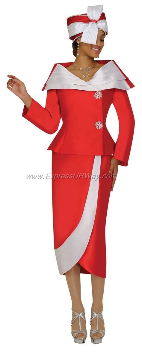 Nubiano N95462 Red Ladies Church Suit Womens Dress Suits Church