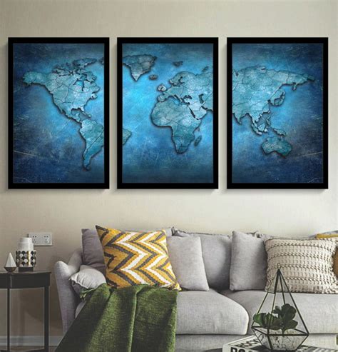 Quadro Decorativo Mapa Mundi Azul Elo7 Produtos Especiais