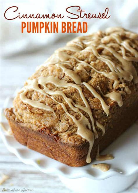 Cinnamon Streusel Pumpkin Bread With Maple Glaze Belle Of The Kitchen