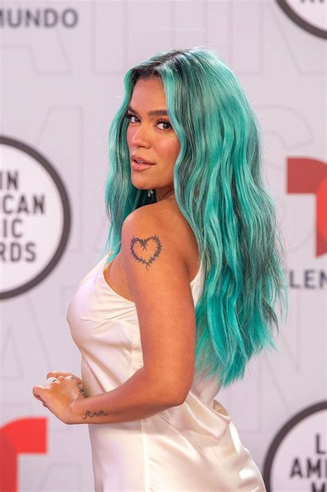 Braless Karol G Shows Her Pokies On The Red Carpet Of The Sixth Annual Latin American Music Awards