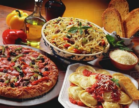 Various Italian Dishes Stock Photo Dissolve