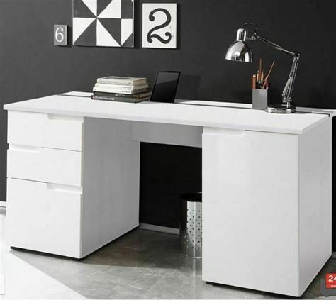 Stella Modern Large White Gloss Computer Desk Office Home Furniture